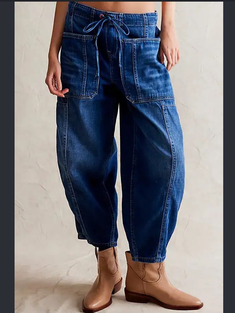 Free People We The Free Silverton Pull-On Barrel Jeans Denim